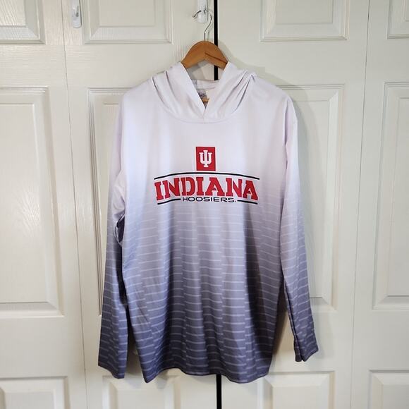 Indiana Hoosiers Mens Gray White Ambray Hoodie Size XL Logo College Performance - Picture 1 of 10